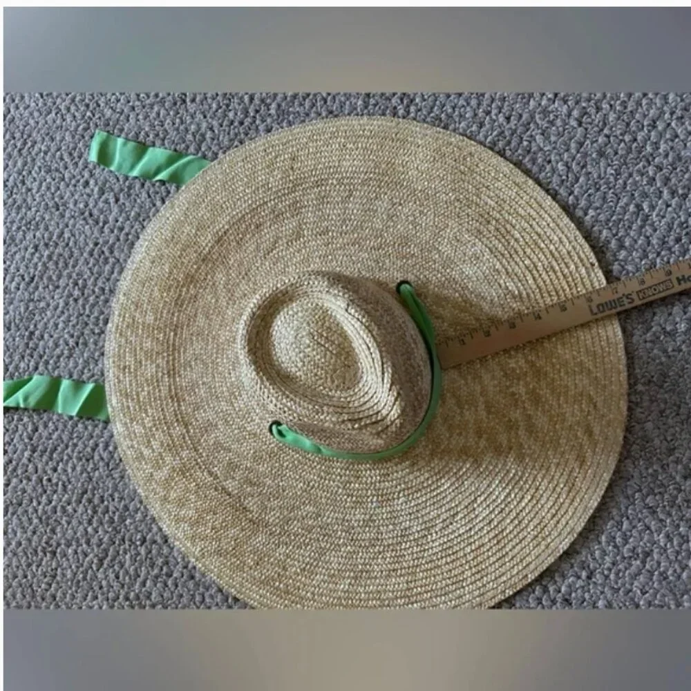 Free People NWT Straw Wide Brim lime green women’s hat